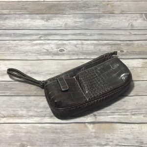 Brown Faux Leather Reptile Skin Women’s Wristlet / Clutch Wallet
